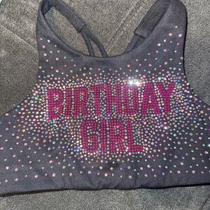 Black 'Birthday Girl' Rhinestone Sports Bra